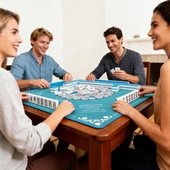 Anti-Slip Mahjong Mat 33″ x 33″ with Carrying Bag – Noise-Reducing for Board Gam
