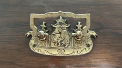 VERY NICE Antique Vintage Chinese Mahjong Wood Brass Drawers Case Box ONLY