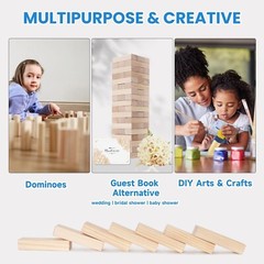 Giant Tumble Tower – 54 Pine Wooden Blocks for Family Fun, 2FT to 4FT High