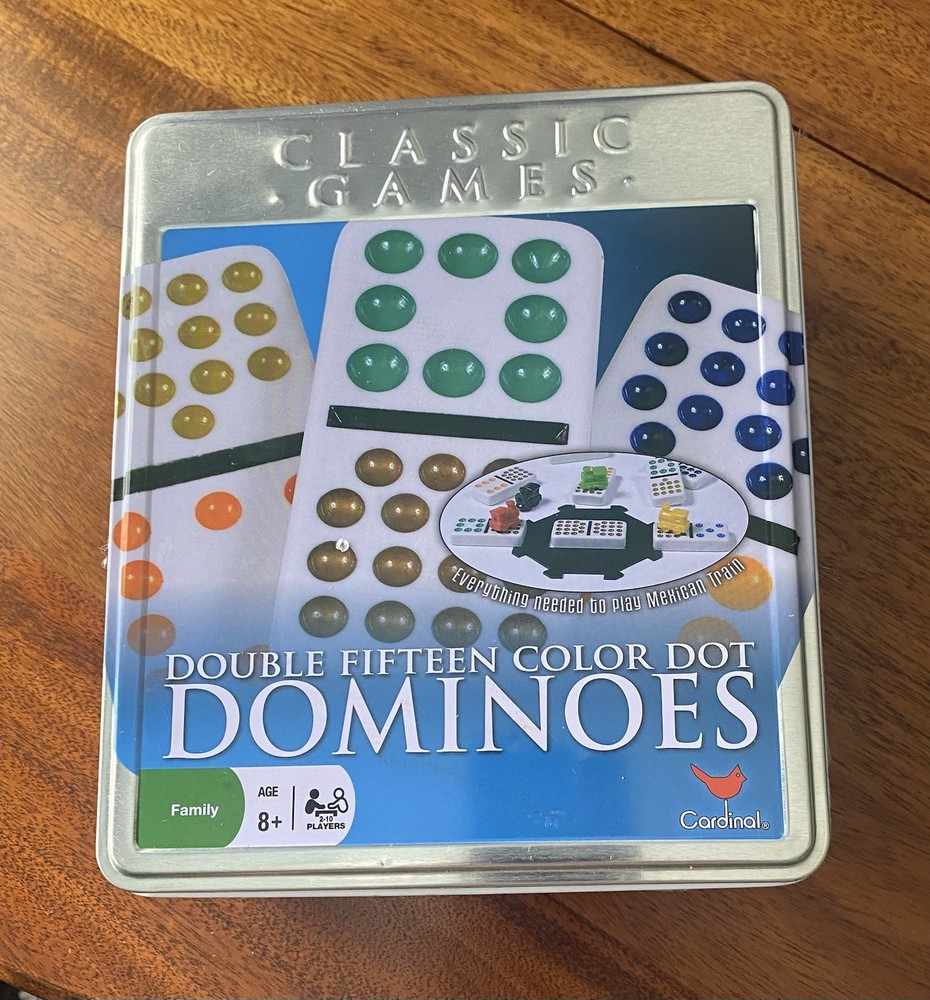 Classic Games Double 15 Dominoes Color Dot Mexican Train 2007 Cardinal Complete