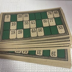 Antique Lotto Game Cardboard Box Wooden Numbers Very Unique Bingo