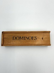 vintage 1998 domino set with wooden box black with multicolored stars