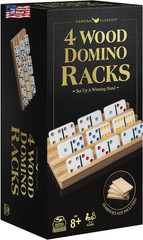 Spin Master Games, Wooden Domino Racks, Set of 4 Trays for Mexican Train Dominoe