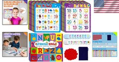 Multicolored Spanish Bingo Game Set for Vocabulary Learning – Up to 12 Players