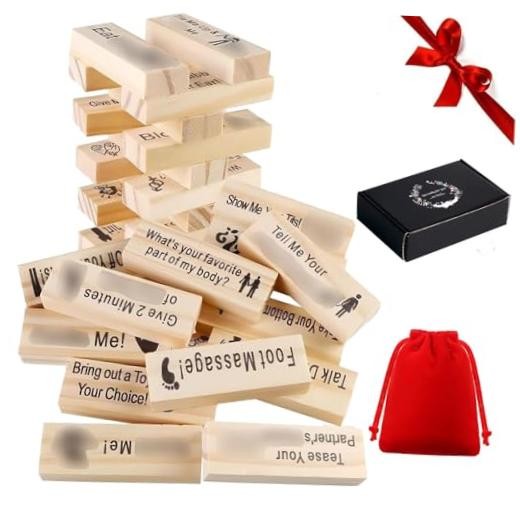 48Pcs Super Naughty Block Tower Game, Couple Adult Valentine Tumbling Tower