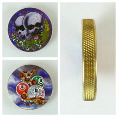 1/4″ Thick 2.5oz Heavy Brass Double Sided Pogs Slammer Poison Skull 8 Balls