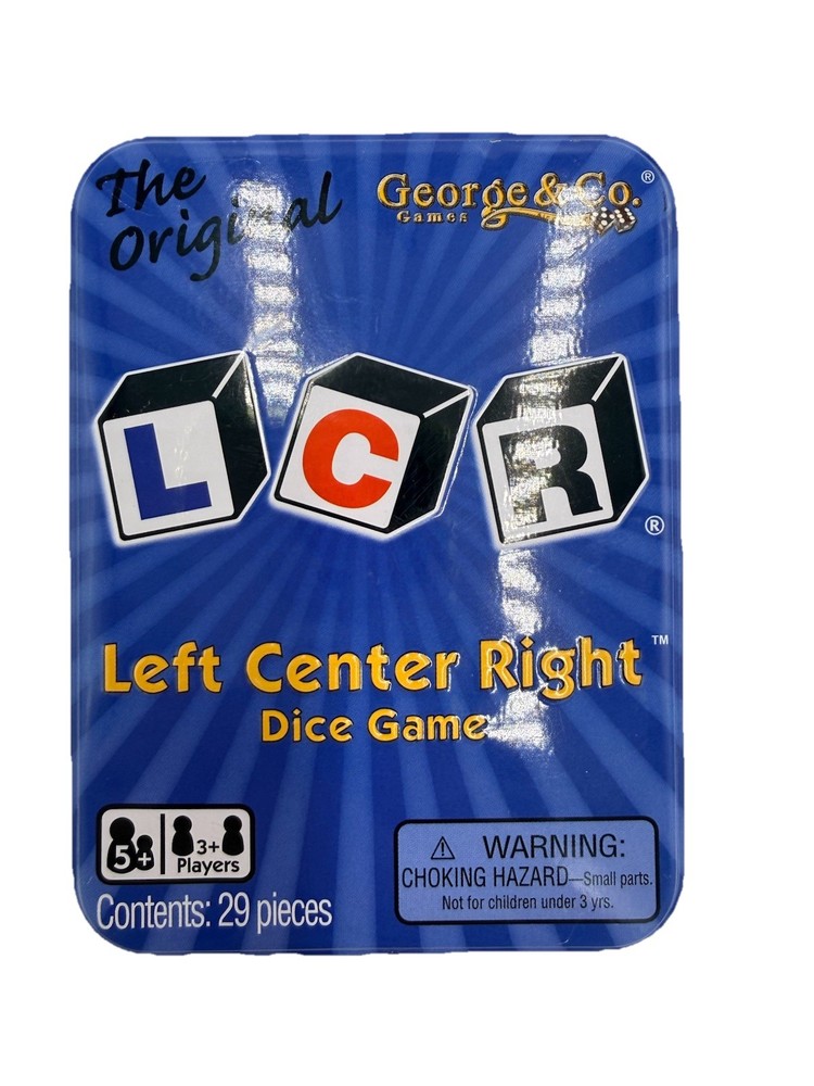 The Original LCR Left Center Right Dice Game Blue Tin George & Company