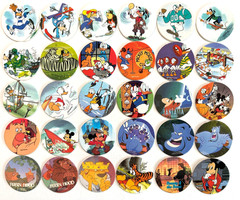 VINTAGE POGS 30 VARIOUS CLASSIC BEAUTIFUL NEW DISNEY MILK CAPS** TAKE A LQQK **
