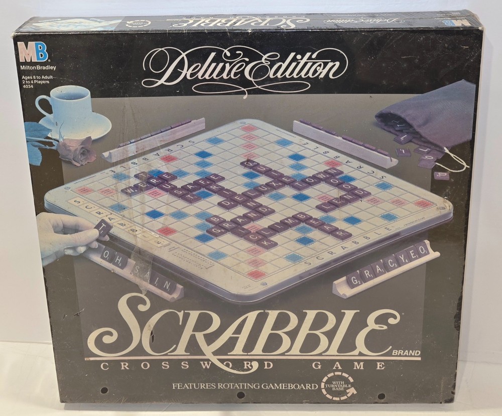 Scrabble Crossword Game Deluxe Edition Turntable 4034 1989 Milton Bradley Sealed