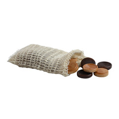 Stackable Wooden Checkers w Plant-Based Sisal Storage Bag Walnut & Maple 24 Pc