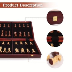 20″ Extra Large Solid Walnut Wooden Chess Set with 2 Extra Queen Pieces – Kin…