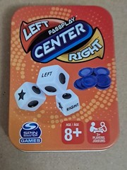 Left Center Right Family Party Game Gaming Orange Tin 8 Years+ Passplay