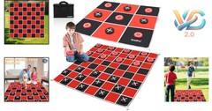 Quadpro 2-in-1 Giant Checkers & Tic Tac Toe Game Set Outdoor Backyard Game