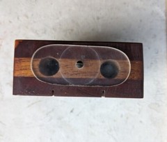 Vintage Handmade Knotty Tic Tac Toe Stained Wood 50s Black & White Marbles 5.5