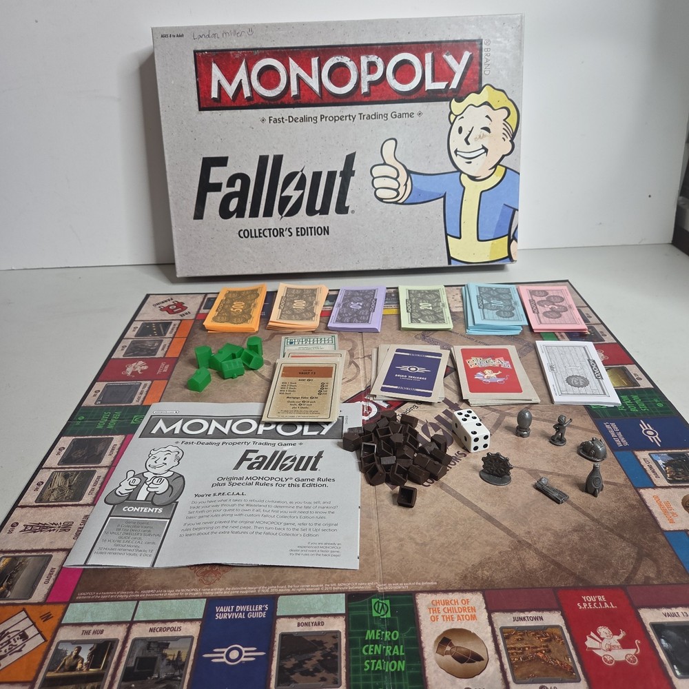 Fallout Monopoly Collector’s Edition Board Game 2016 (all 6 Collectible tokens)