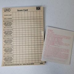 Vintage 1978 UNO Card Game Score Card Pad and 1979 Instructions Manual #4001