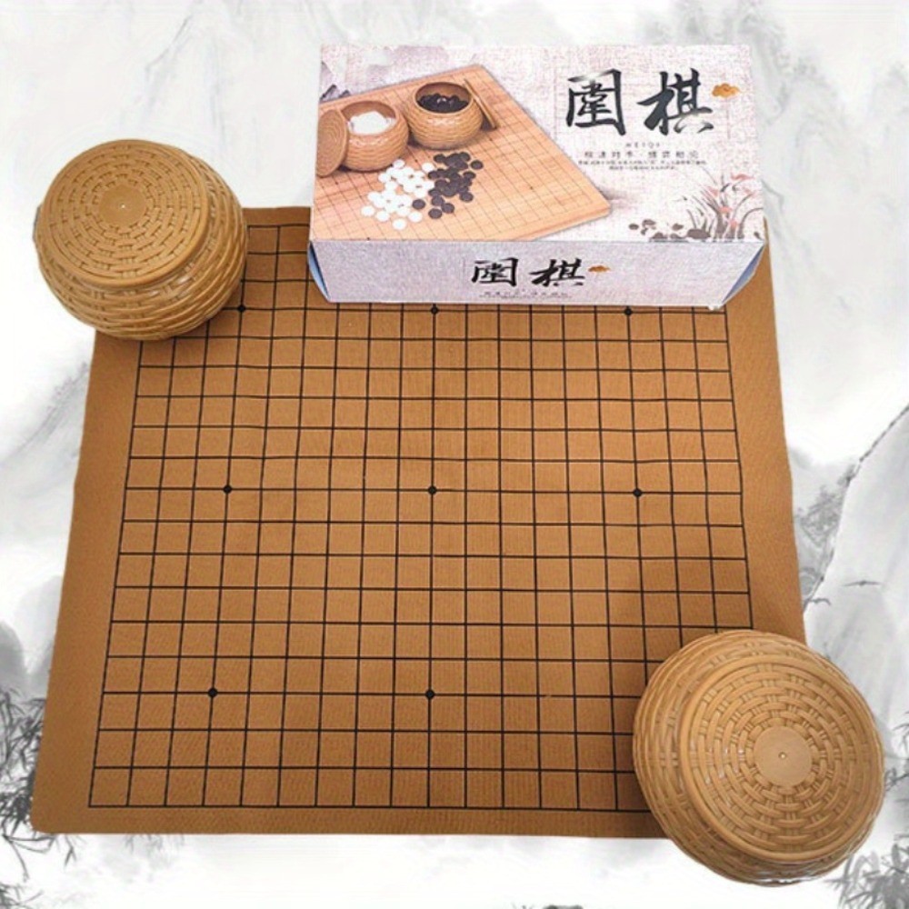 Portable Go Game Set, Foldable Leather Board with ABS Resin Bowls, for Beginners