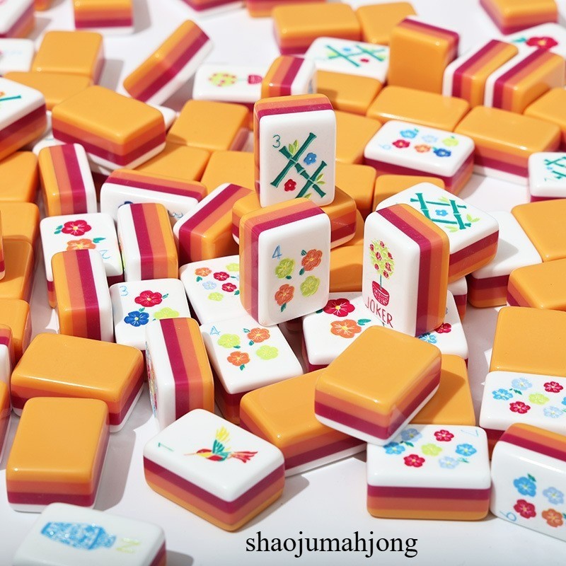 New vibrant layered mahjong tiles – American style 160 tiles – Vitality Orange