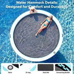Inflatable Floating Dock 10 Round 4in Woven Fabric Pool Lake Ocean 1-2 2-8 Ring