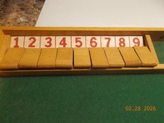 Wooden 9 Number Shut The Box Game, no packaging or Instructions