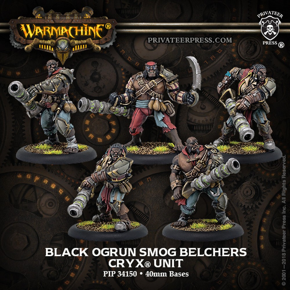 Warmachine: Cryx Black Ogrun Smog Belchers Unit (5) (Resin and White Metal)