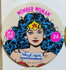 Vintage 1993 Skybox Skycaps 7 POGS Superman, Wonder Woman, Peacemaker, More