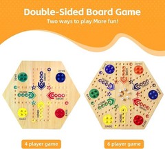 Deluxe Double-Sided Wooden Marble Game for 2-6 Players – Exciting Fast Track Fun