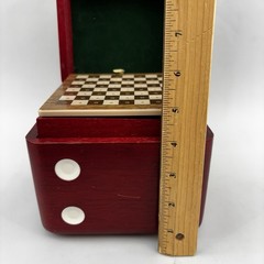 Vintage Cube Compact Portable Multi Game Set in Wooden Dice Box Japan Cards