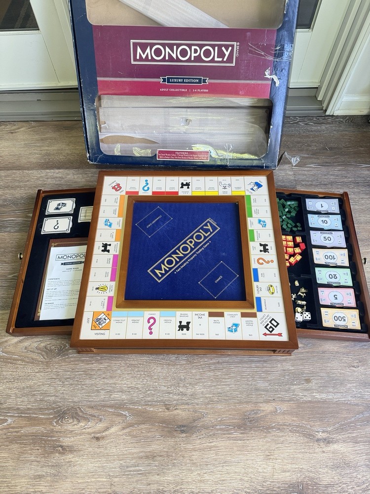 Monopoly Luxury Wooden Edition with Wood Game Board Premium Collectible