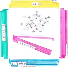 Modern Mahjong Racks with Built-in Pushers – Multicolor Acrylic – Set of 4