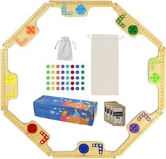 Wooden Jokers and Marbles Game Set 2 to 8 Players Travel Board with Cards
