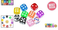 16mm Transparent D6 Dice Set – 10-piece Collection for Tabletop Roleplaying