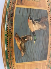 Vintage Great Western Ent. Wooden Cribbage Board – Flying Ducks Wildlife Theme
