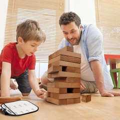 Giant Tumble Tower Blocks Wooden 54 Piece Game Set for Indoor Outdoor Fun