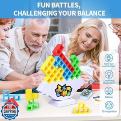 BBnote 48PCS Stack Game for Adult and Kids, Tetra Board Tower Gam