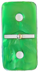 Domino Double 6 Marbleized Green Jumbo Tournament Size w/Spinners in Velvet Box