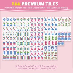 American Mahjong Game Set, 166 Premium Tiles, 1.2-inch Mahjong Tile Set with St