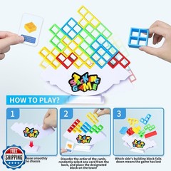 BBnote 48PCS Stack Game for Adult and Kids, Tetra Board Tower Gam