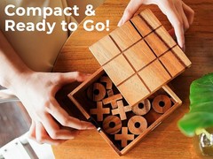 Wooden Tic Tac Toe Game Coffee Table Top XO Blocks Family Living Room Games