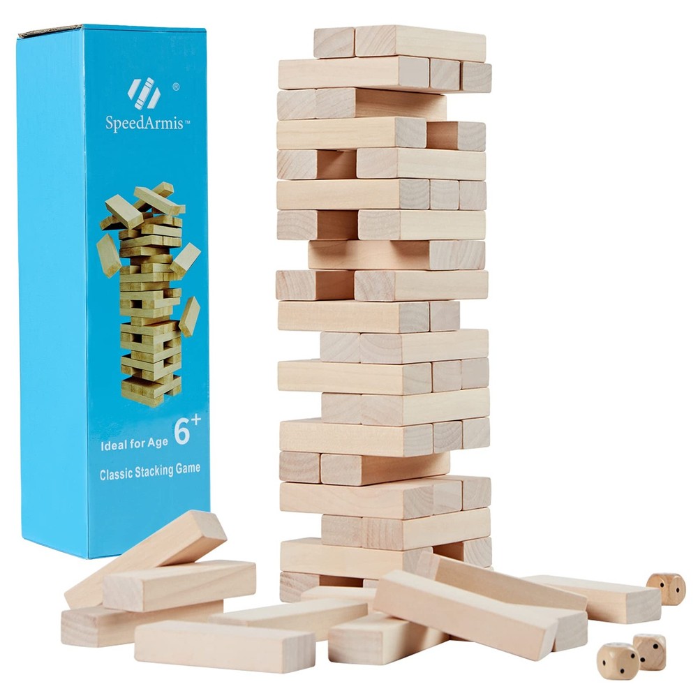 Mini Tumble Tower, 54PCS Wooden Stacking Game for Teens – Pine Stack Timber B…