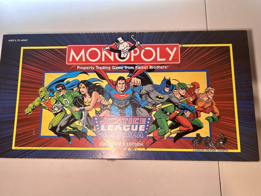1999 Monopoly Justice League of America Board Game + Comic Book a New In box