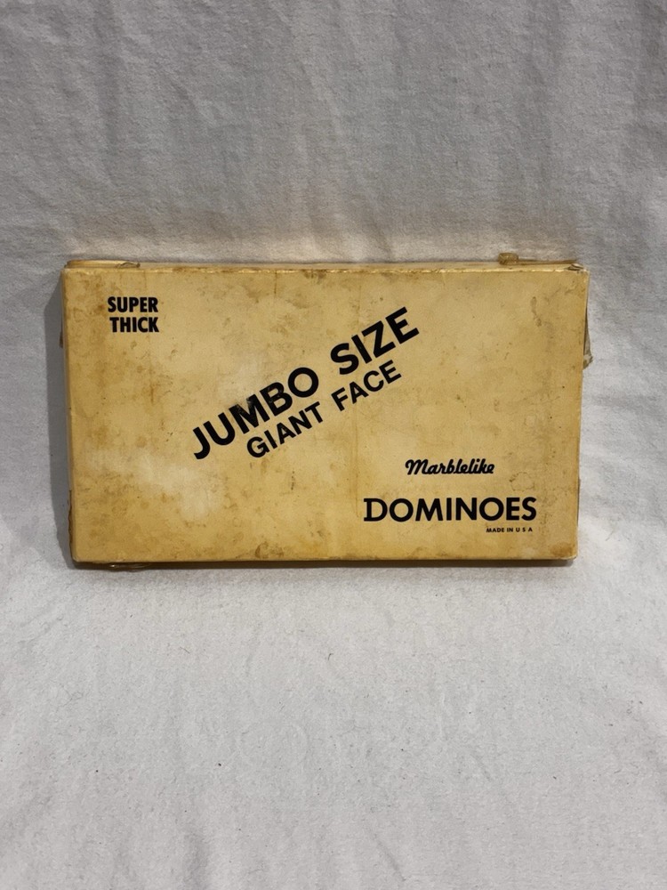 Super Thick Jumbo Size Giant Face Marblelike Dominoes Puremco #1632 Box ** As Is