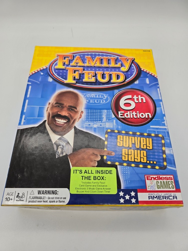 Family Feud 6th Edition Board Game 2017 Steve Harvey At Home With Buzzer