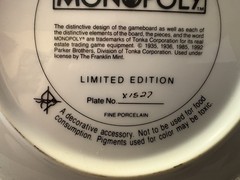 Franklin Mint Monopoly Game 60th Anniversary Millionaire’s Wooden Wall Clock