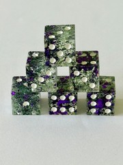 Resin Dice Set 6pcs – Purple Green Foil Sparkles Handmade Replacement Dice Games