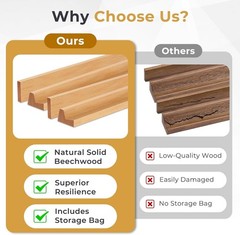 Wooden Mahjong Racks with Pushers, Set of 4, Solid Wood Tile Racks with Push Sli