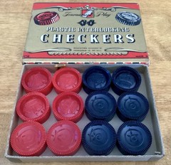 Box of VTG Tournament Play Plastic Interlocking Checkers, 24 Count, USA