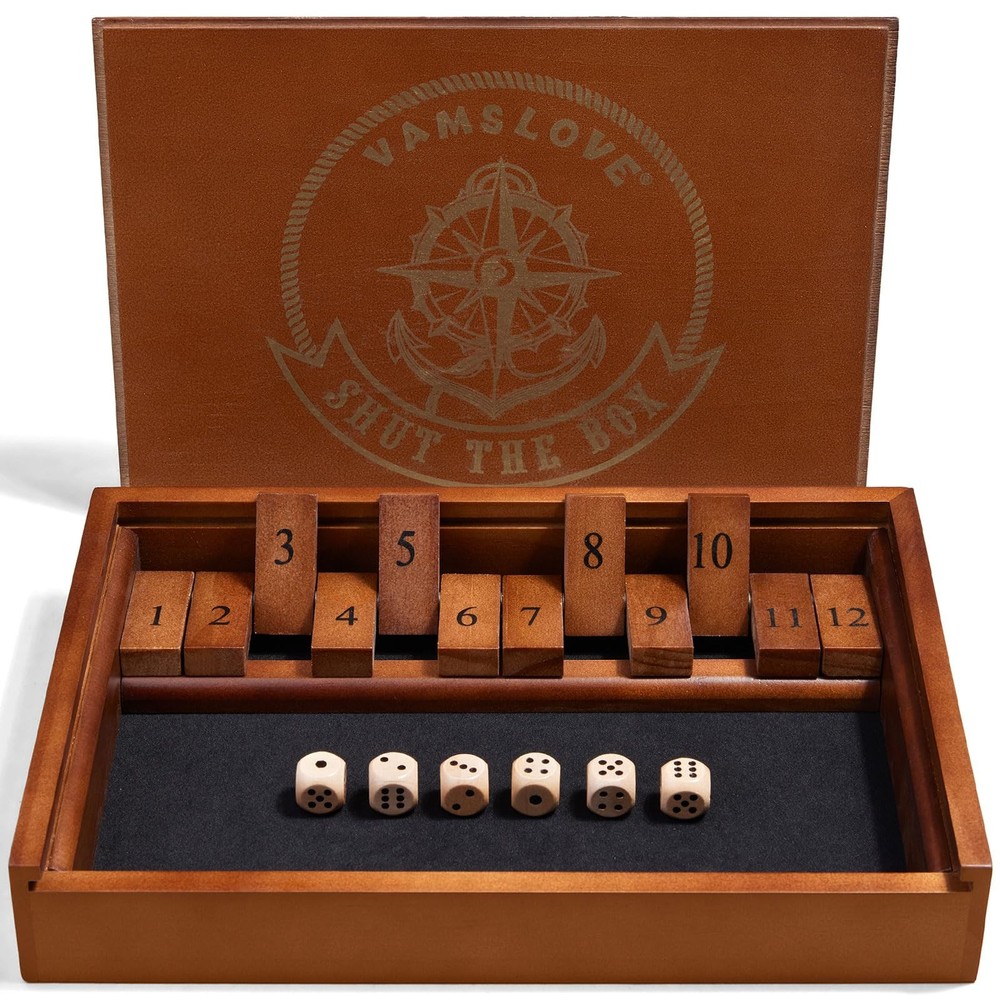 Shut The Box Dice Game Wooden Board Table Math Game for 2 Players and Up, 12 …