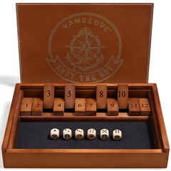Shut The Box Dice Game Wooden Board Table Math Game for 2 Players and Up, 12 …