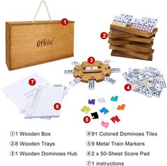 Mexican Train Dominoes Set with 8 Holders, Double 12 Dominos Set for Adults, …